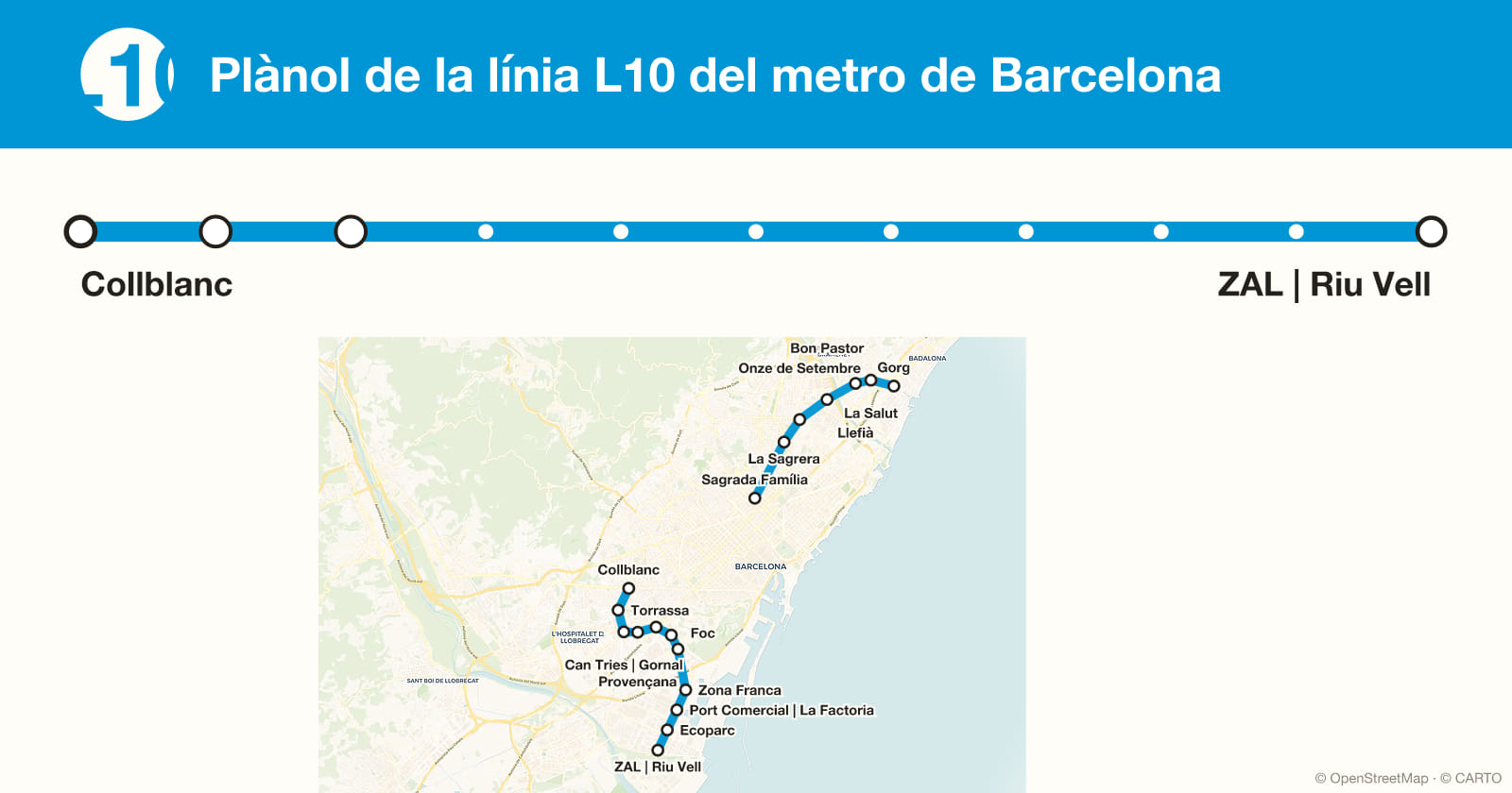 Line L10 map, Barcelona metro