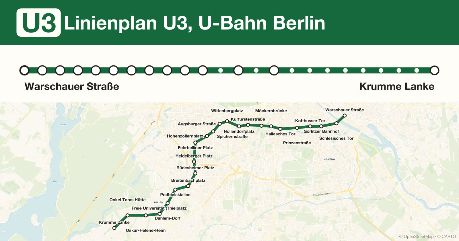 Line U3 map, Berlin metro