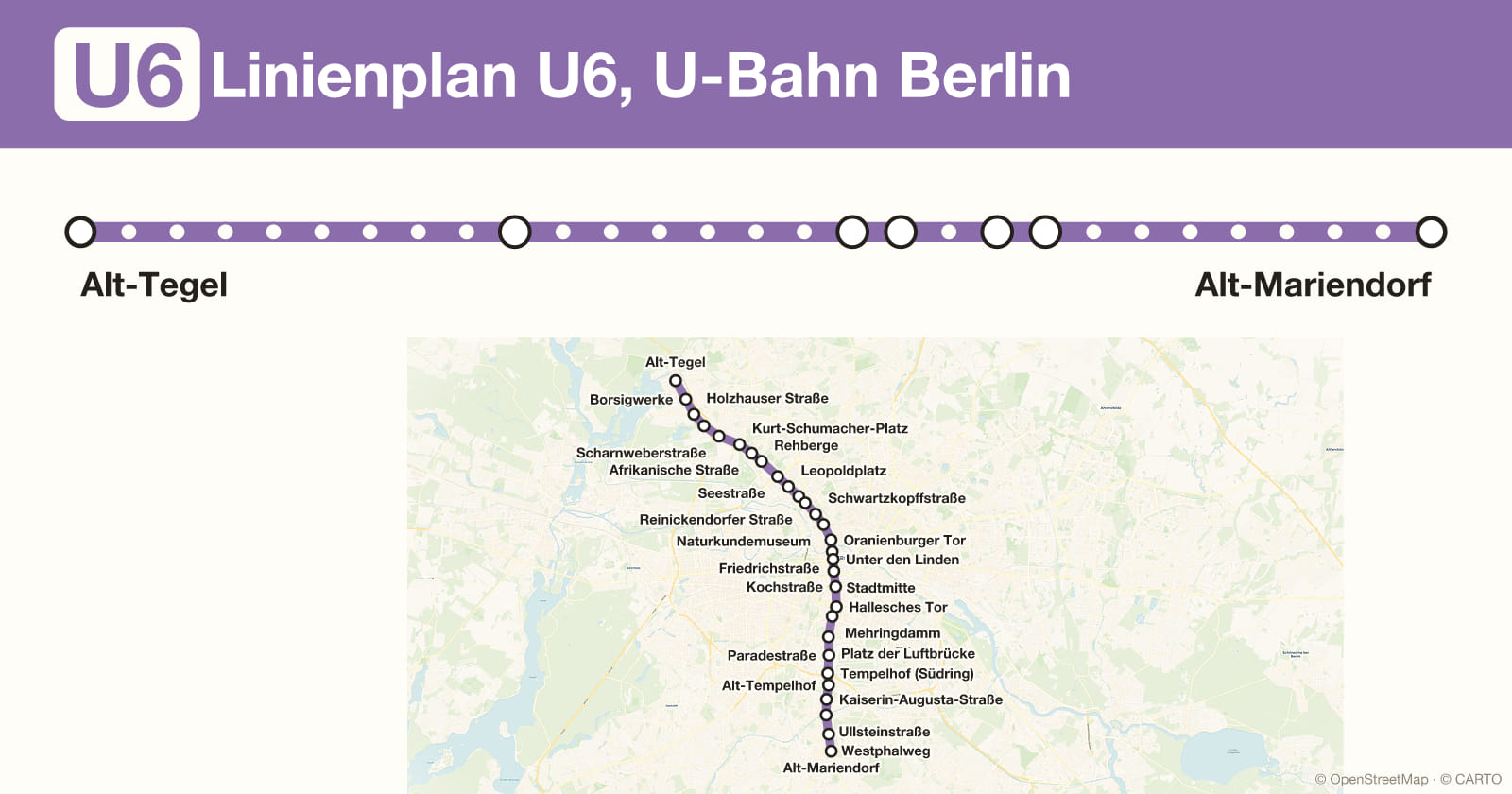 Linienplan U6, U-Bahn Berlin