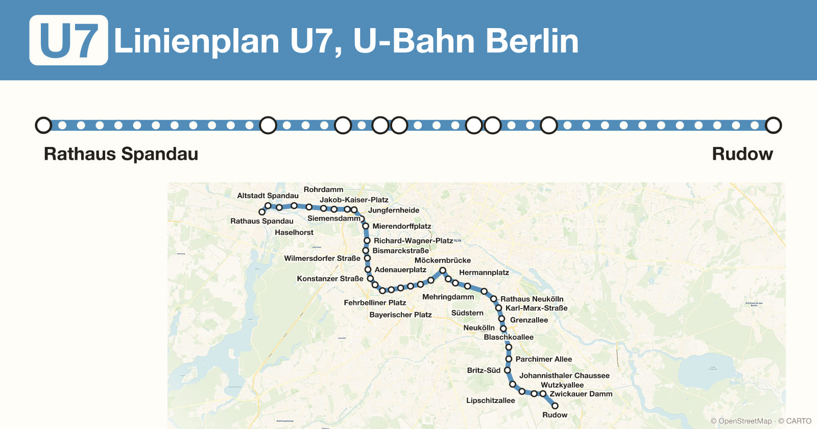 Line U7 map, Berlin metro