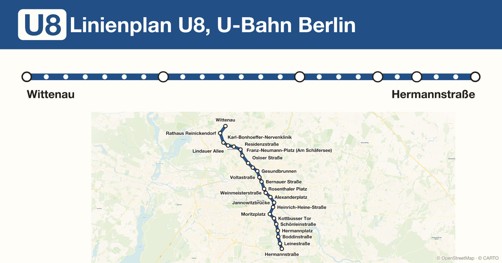 Linienplan U8, U-Bahn Berlin
