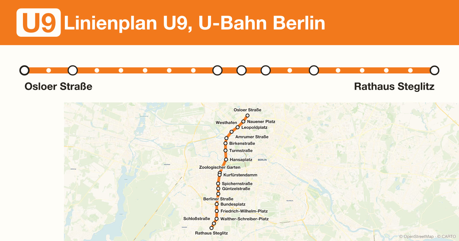 Linienplan U9, U-Bahn Berlin