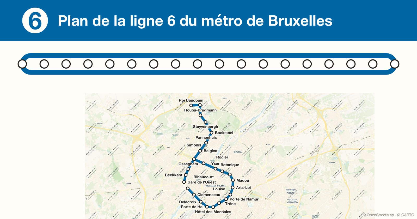Line 6 map, Brussels metro