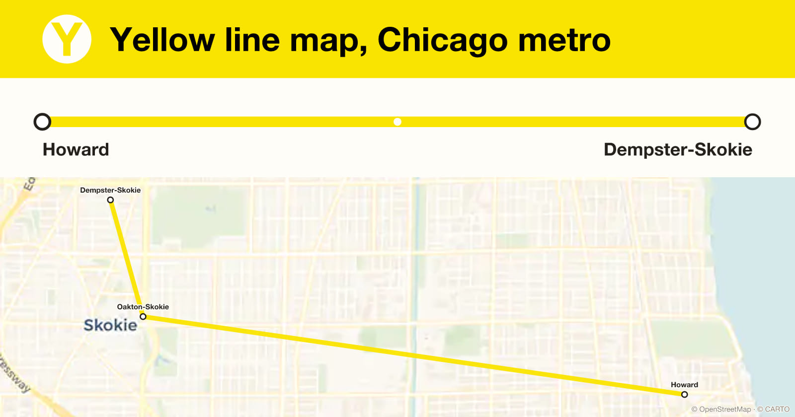 Yellow line map, Chicago metro