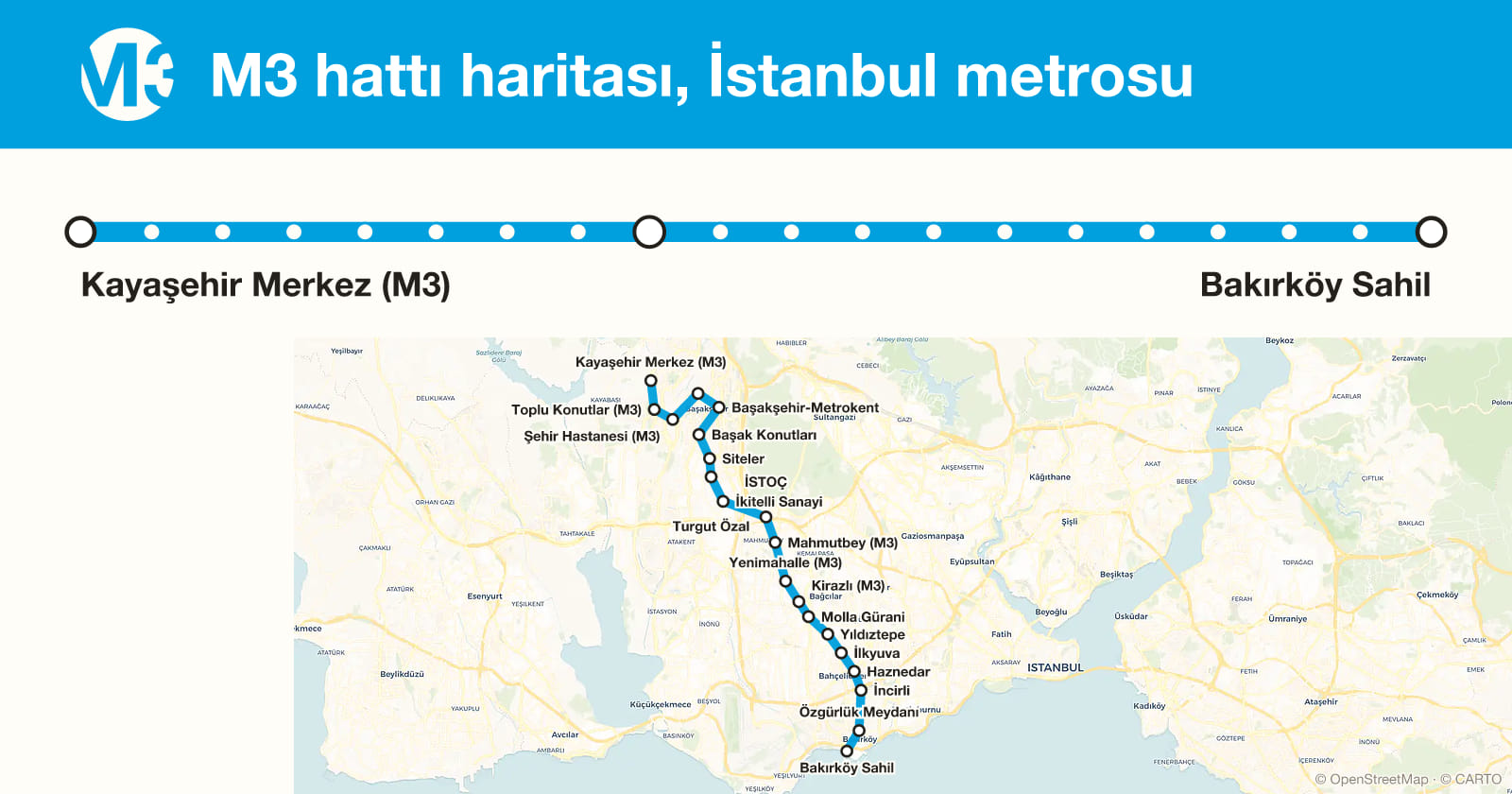 Line M3 map, Istanbul metro