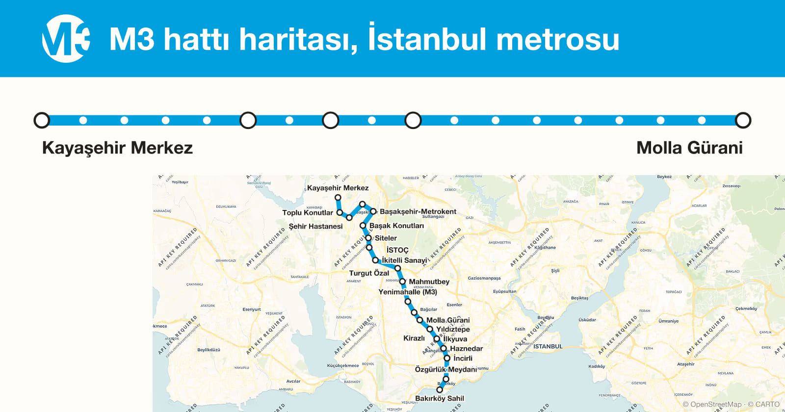 Line M3 map, Istanbul metro