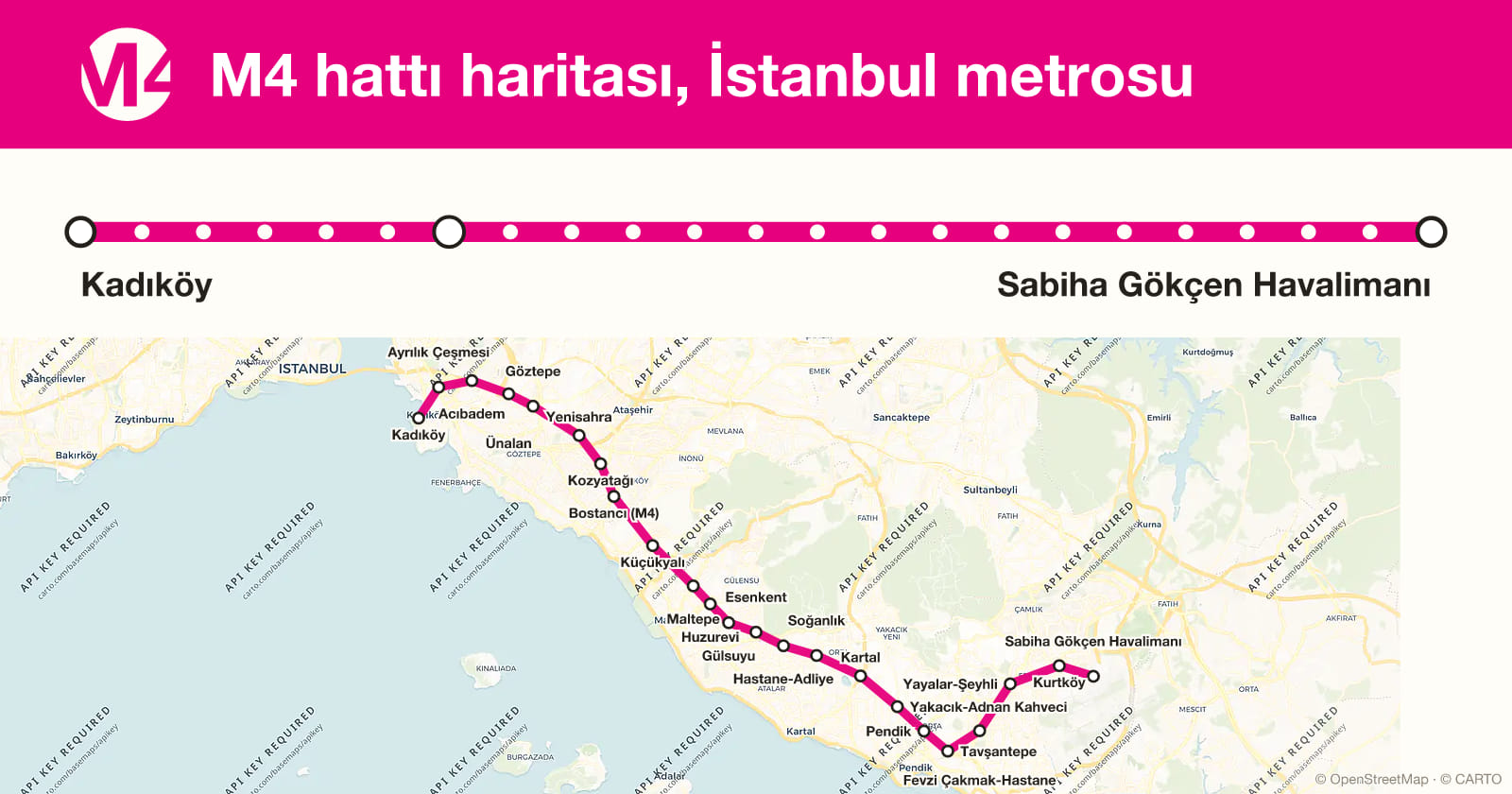 Line M4 map, Istanbul metro
