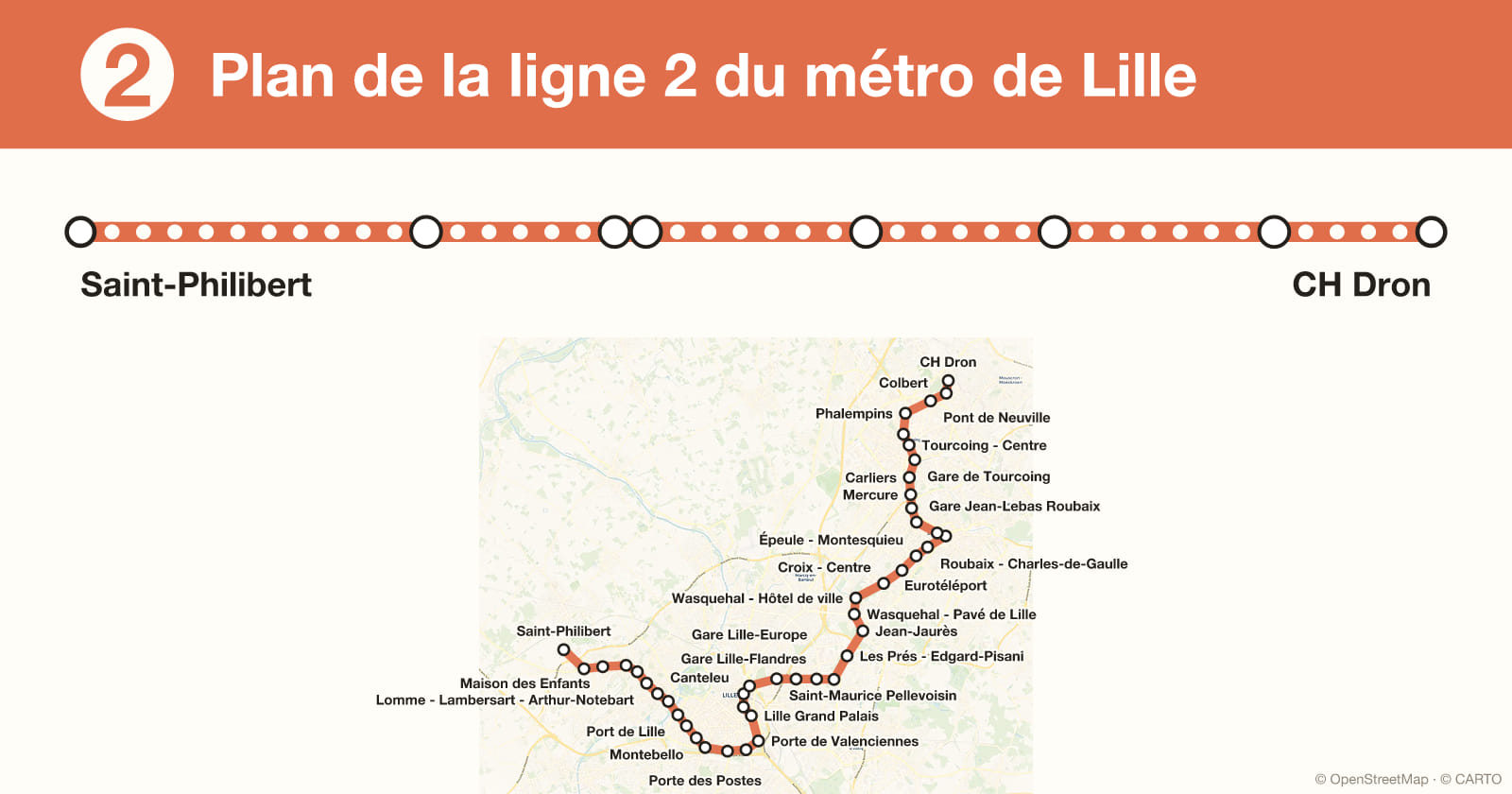 Line 2 map, Lille metro