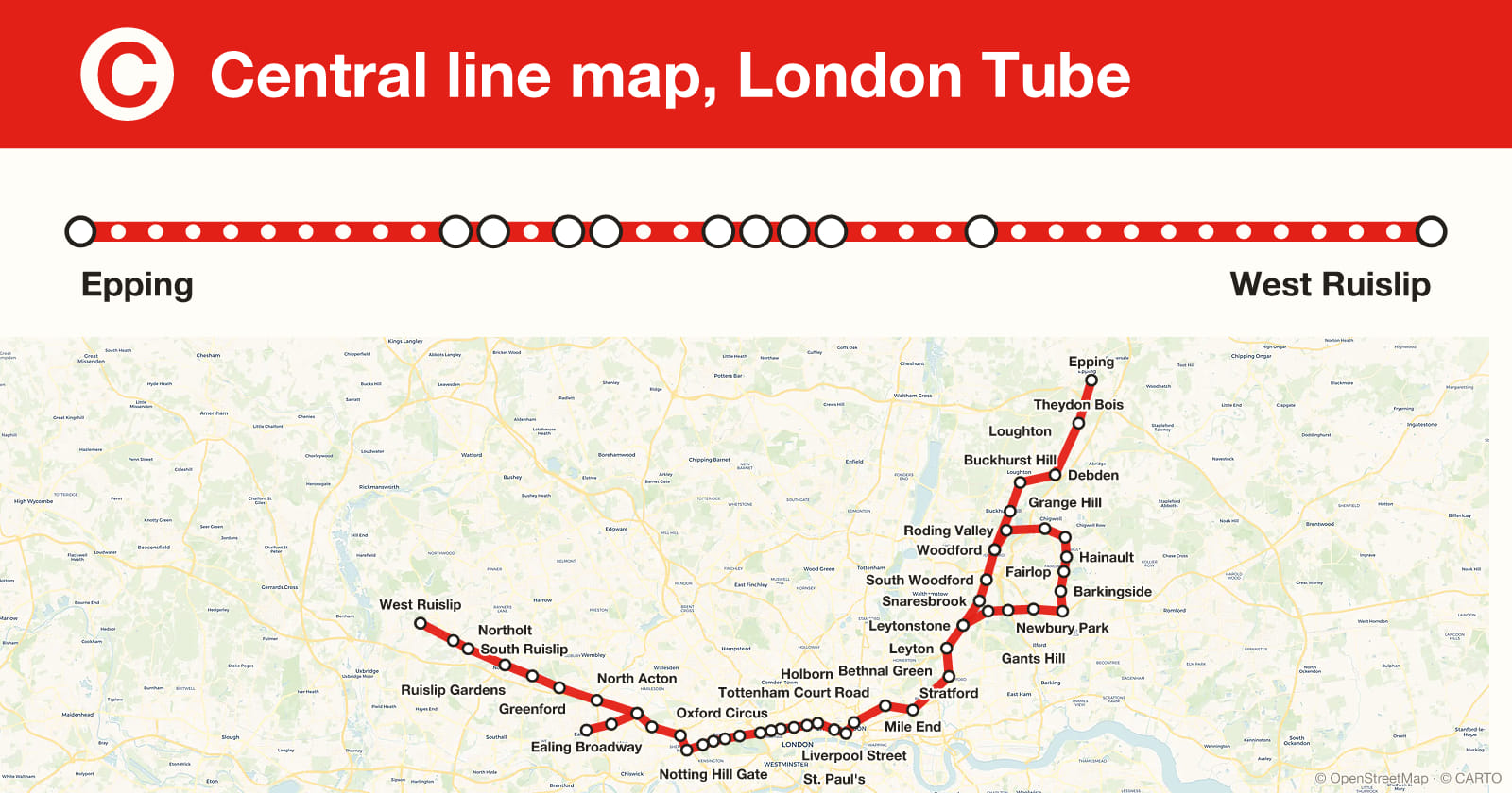 Central line map, London Tube