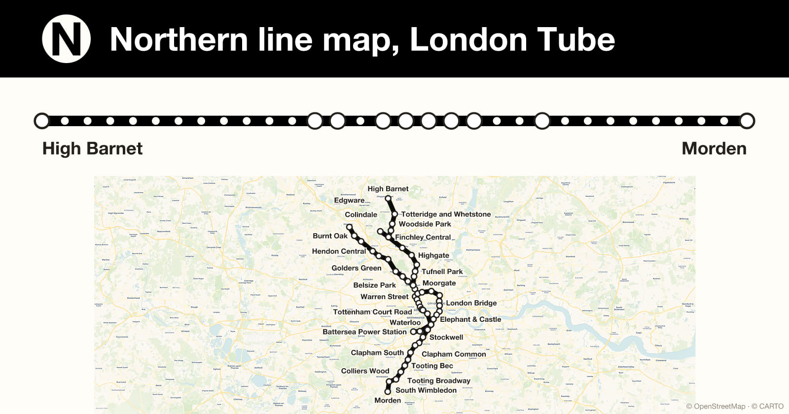 Northern line map, London Tube