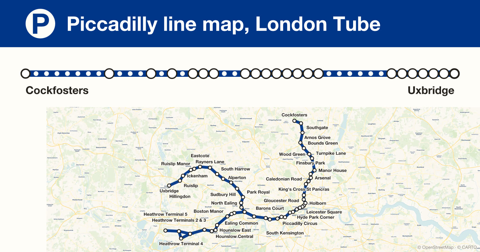 Piccadilly line map, London Tube