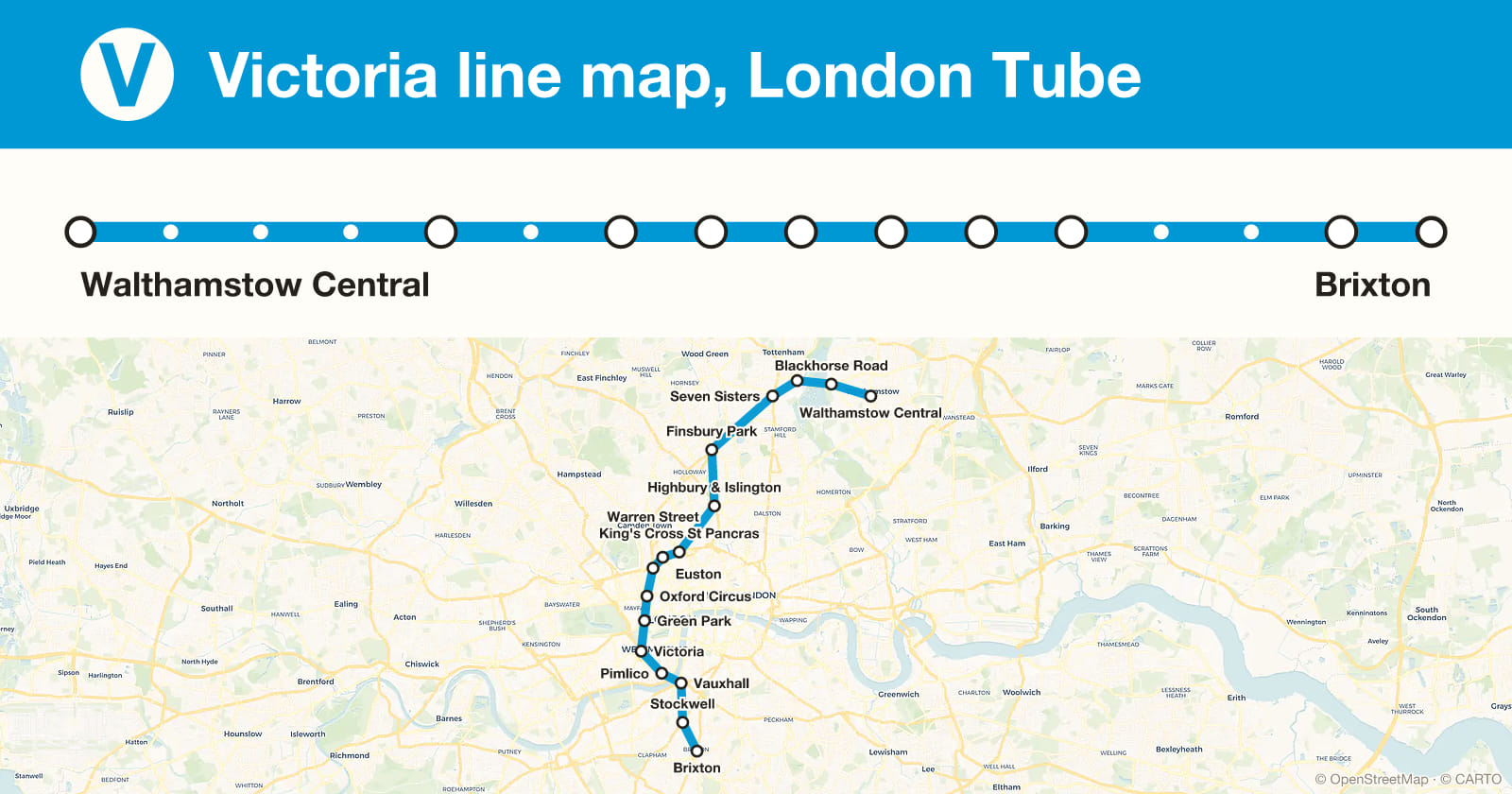 Victoria line map, London Tube