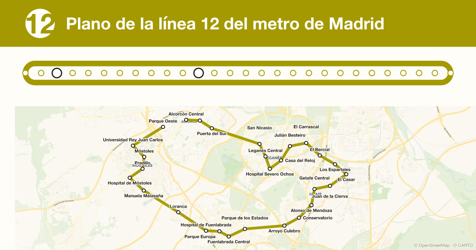 Plano de la línea 12 del metro de Madrid