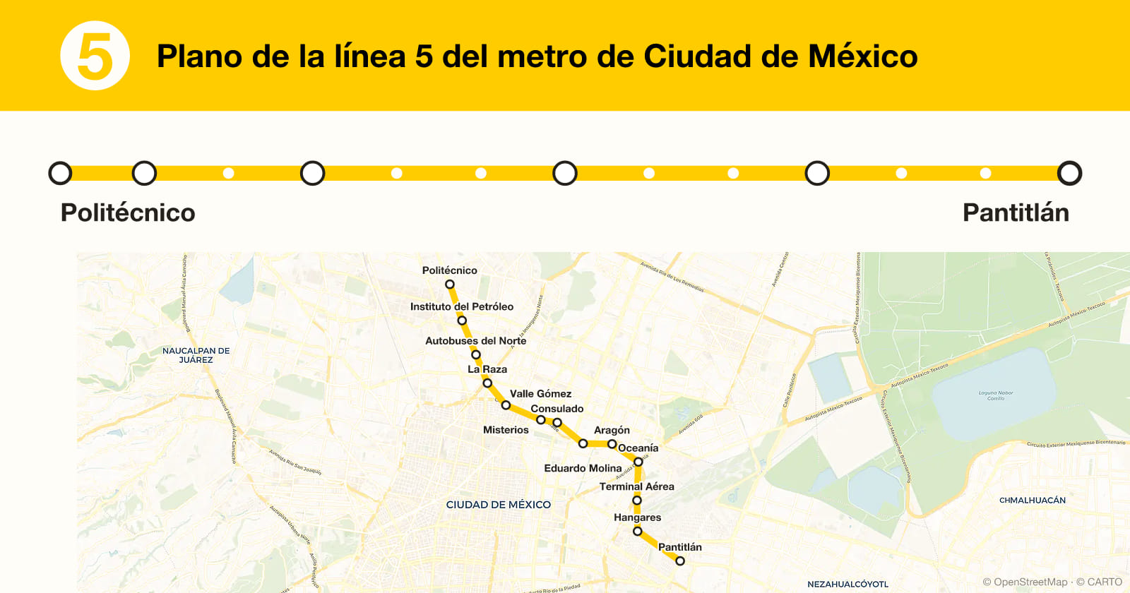 Line 5 map, Mexico City metro