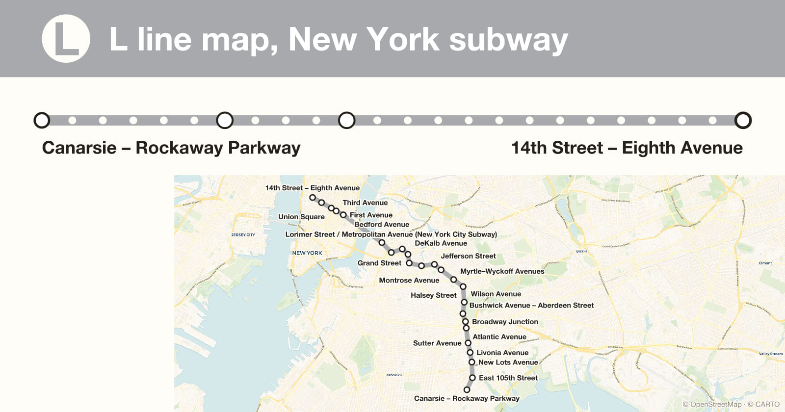 L line map, New York subway