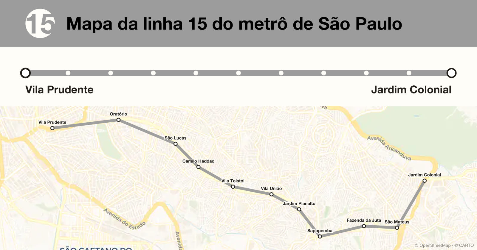 Line 15 map, São Paulo metro