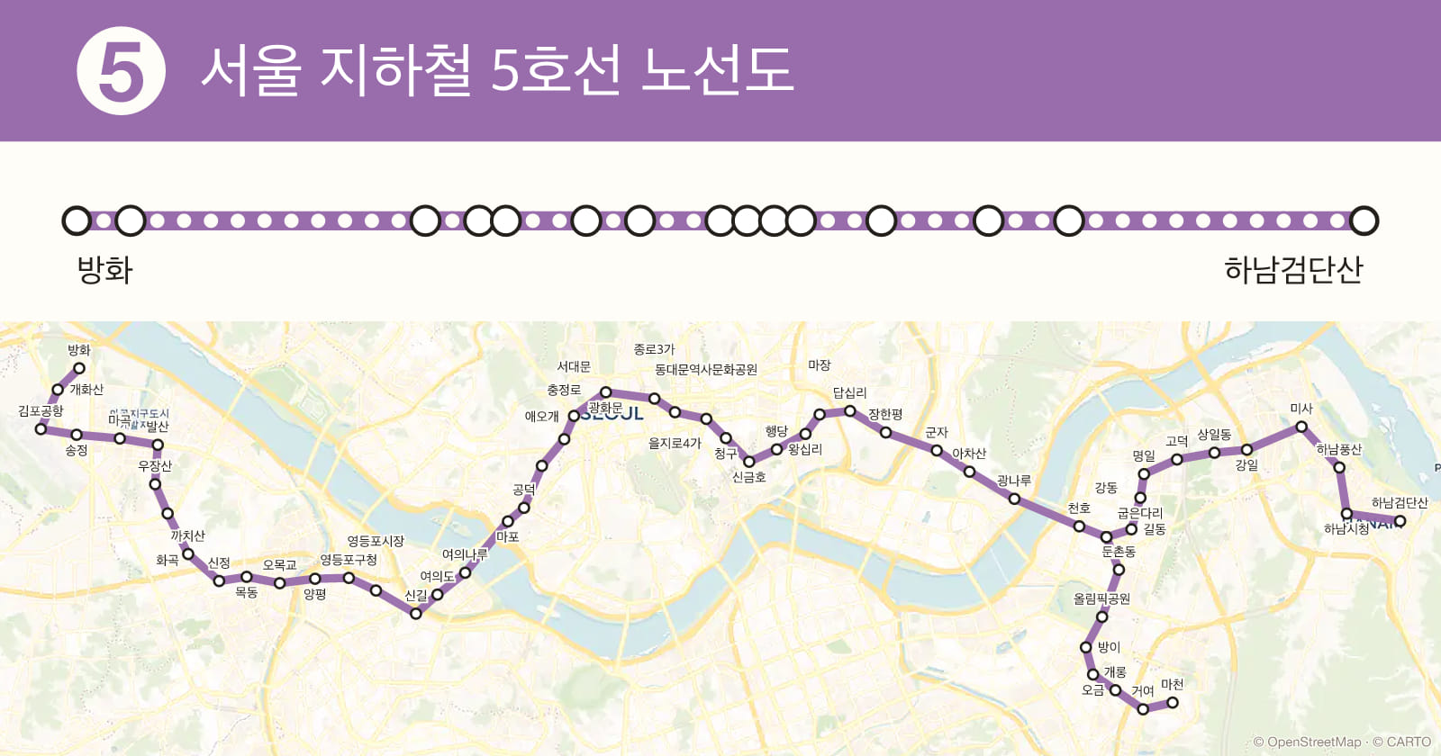 서울 지하철 5호선 노선도