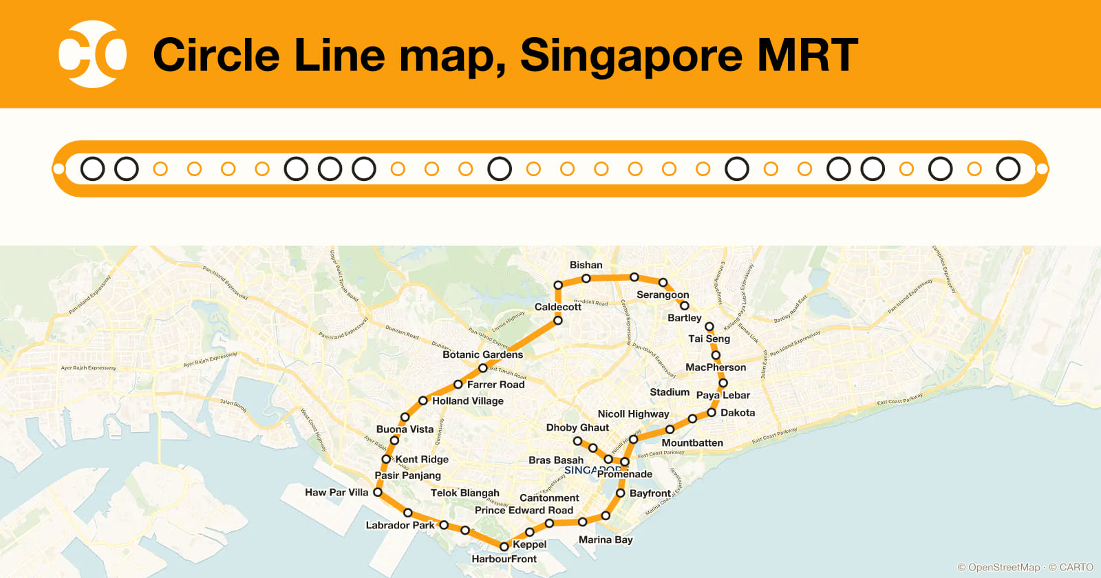 Circle Line map, Singapore MRT