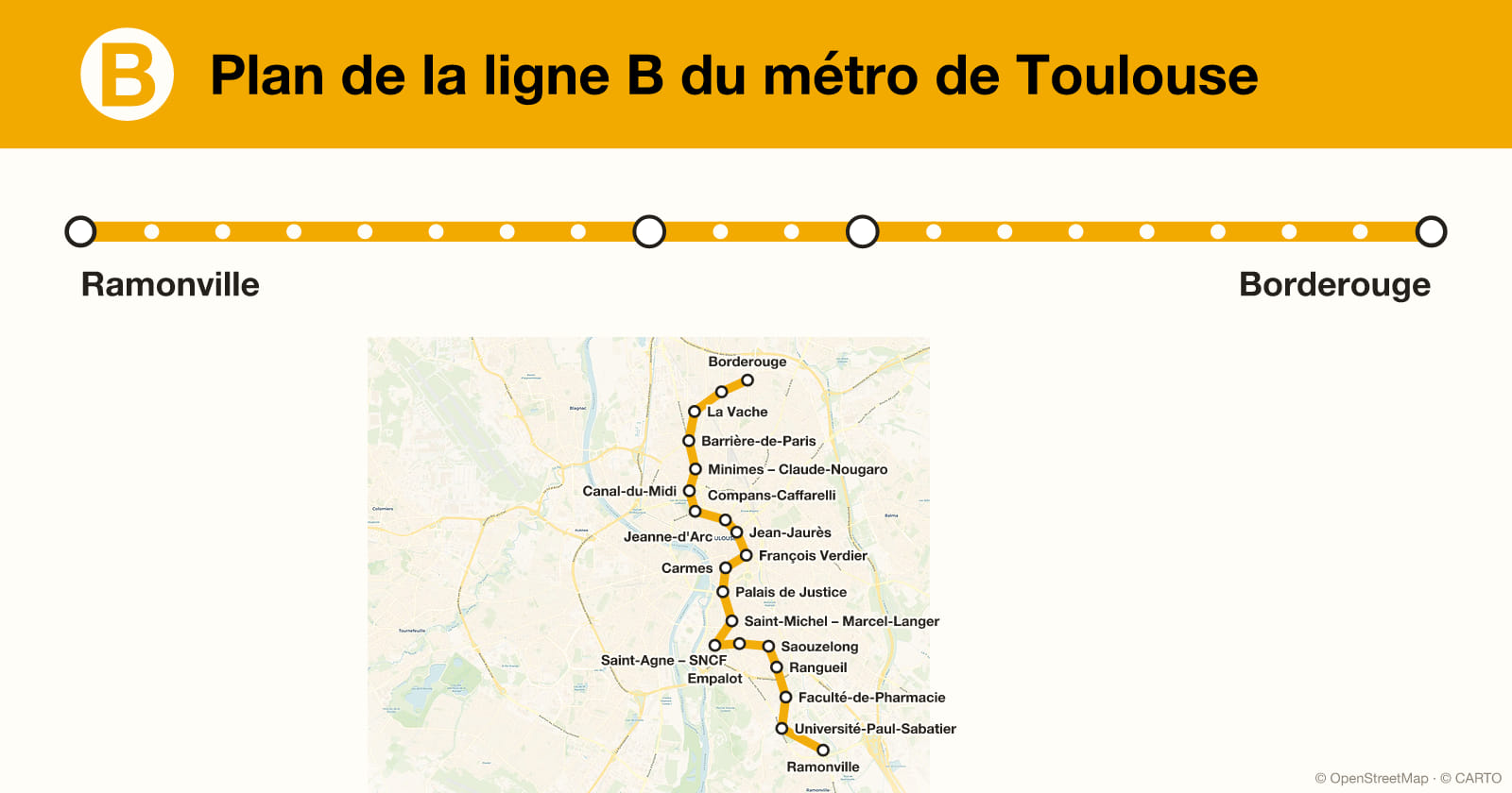 B line map, Toulouse metro