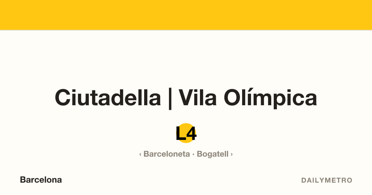 Estació Ciutadella | Vila Olímpica · Línies L4