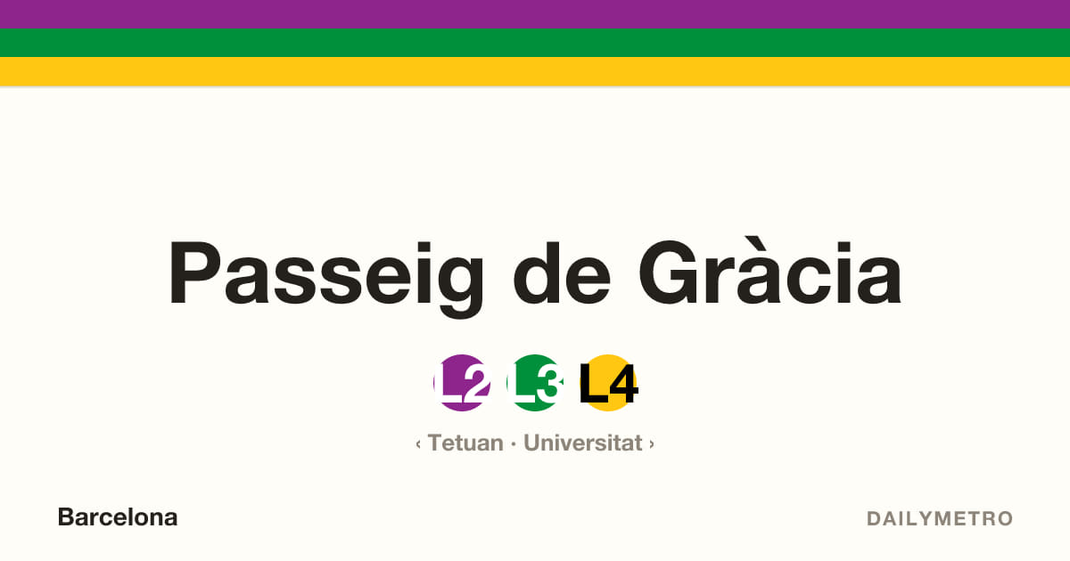 Estació Passeig de Gràcia · Línies L2, L3, L4