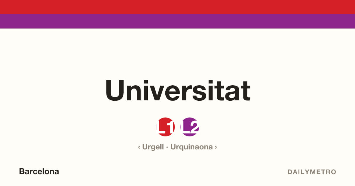 Universitat station · Lines L1, L2