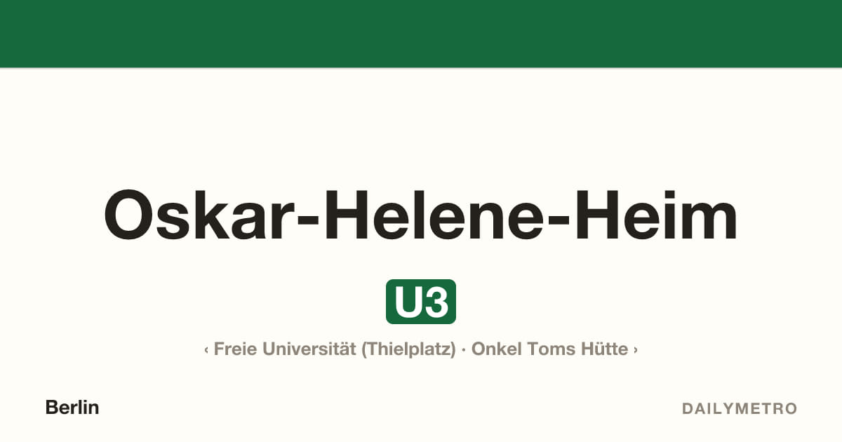 Station Oskar-Helene-Heim · Linien U3
