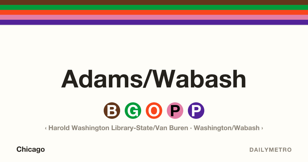 Adams/Wabash station · Lines Brown, Green, Orange, Pink, Purple