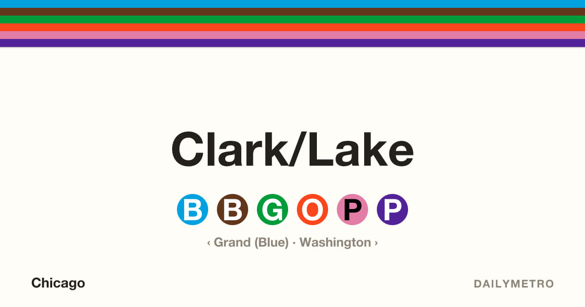 Clark/Lake station · Lines Blue, Brown, Green, Orange, Pink, Purple
