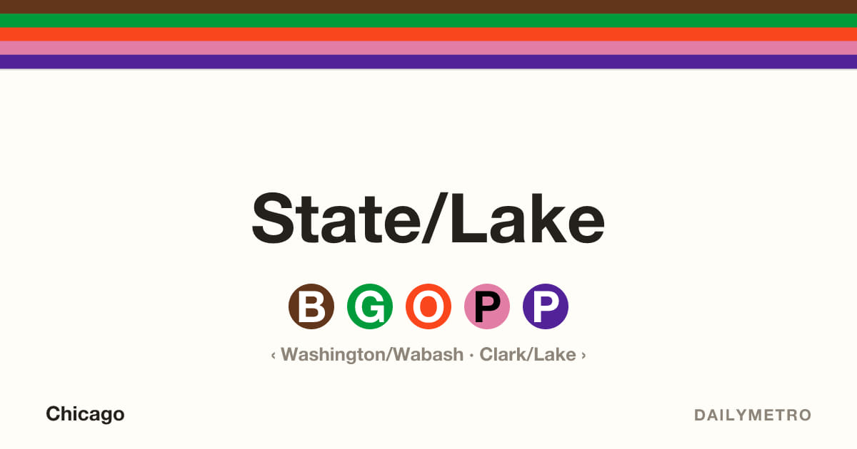 State/Lake station · Lines Brown, Green, Orange, Pink, Purple