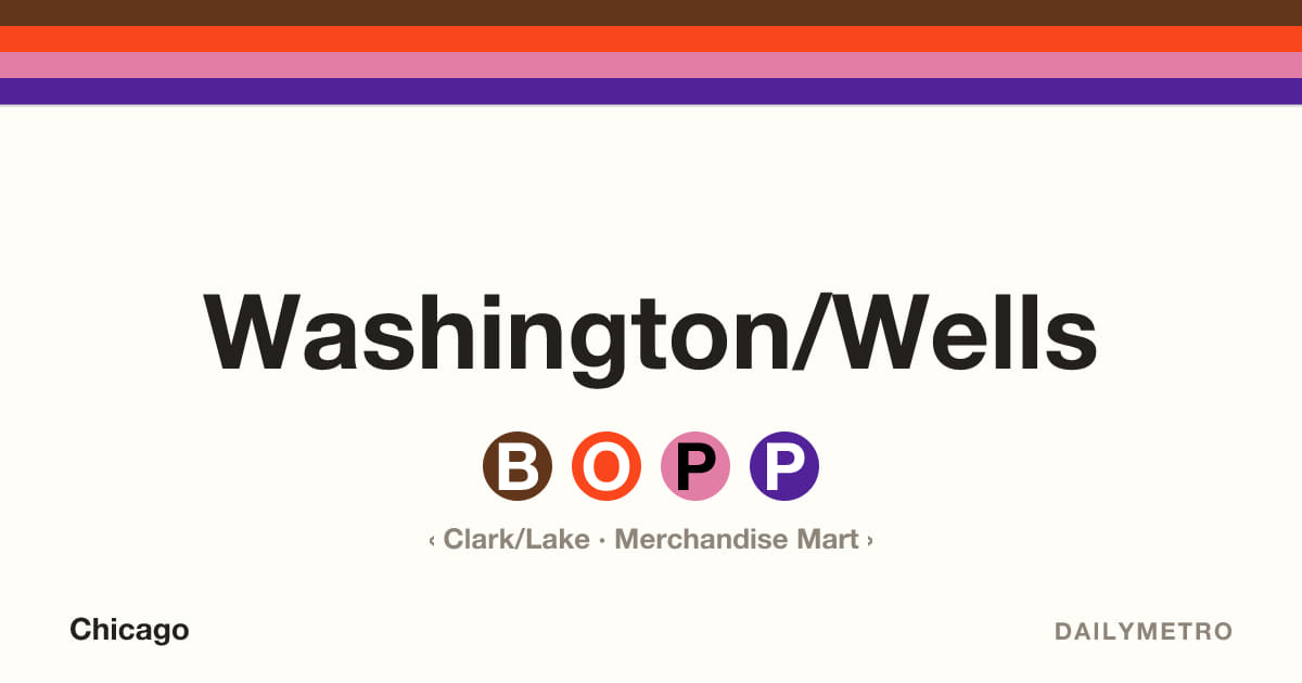 Washington/Wells station · Lines Brown, Orange, Pink, Purple