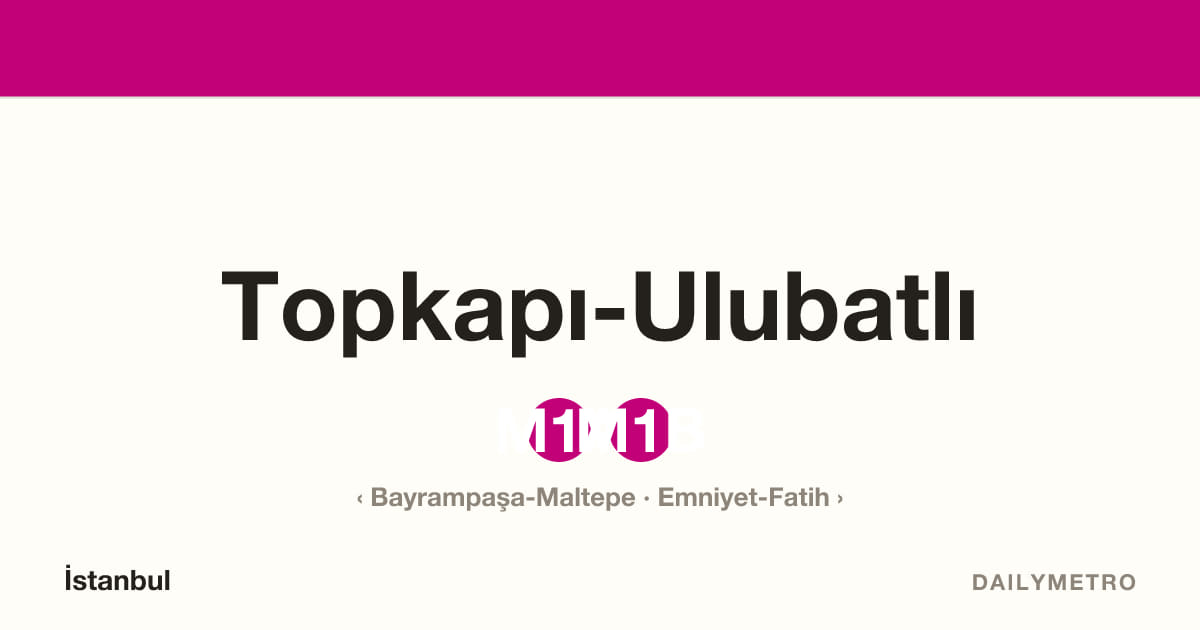 Topkapı-Ulubatlı station · Lines M1A, M1B
