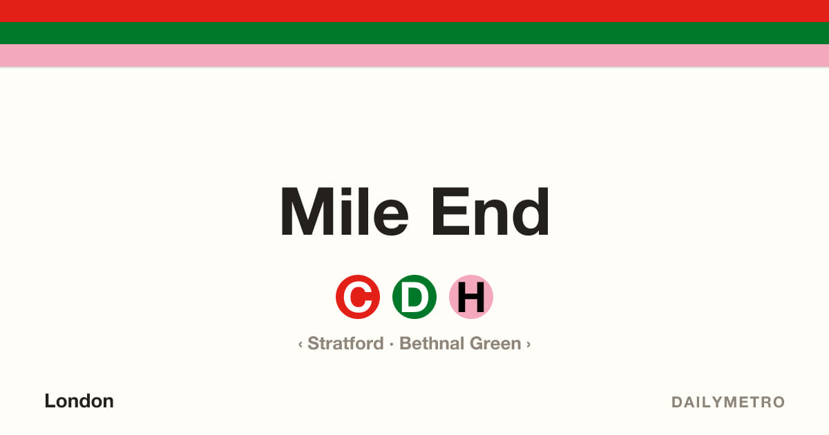 Mile End station · Lines Central, District, Hammersmith & City
