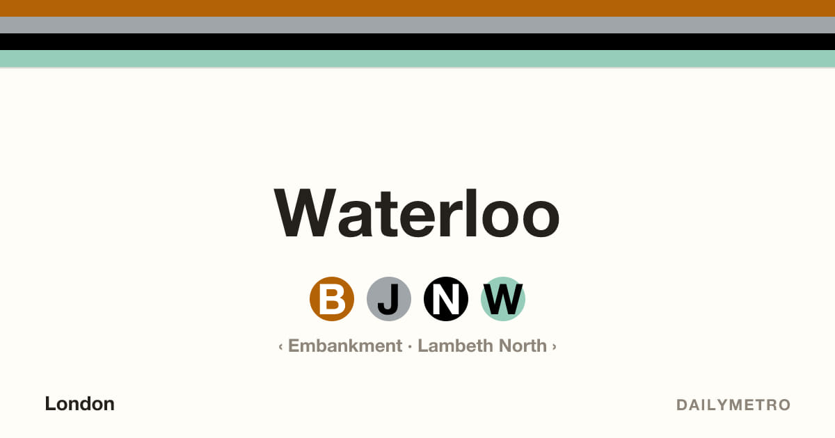 Waterloo station · Lines Bakerloo, Jubilee, Northern, Waterloo & City