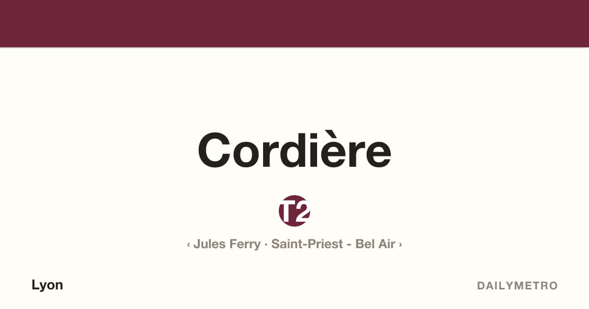Station Cordière · Lignes T2
