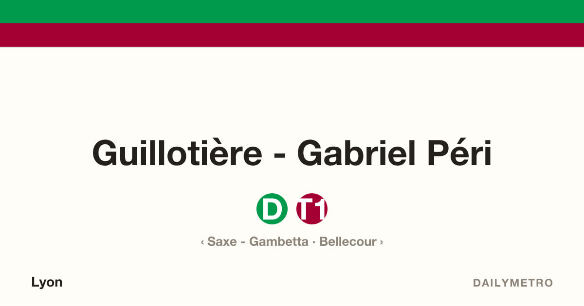 Station Guillotière - Gabriel Péri · Lignes D, T1