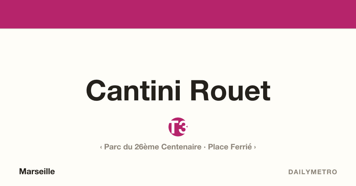 Station Cantini Rouet · Lignes T3