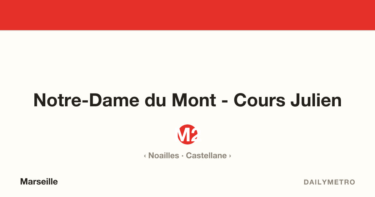 Station Notre-Dame du Mont - Cours Julien · Lignes M2