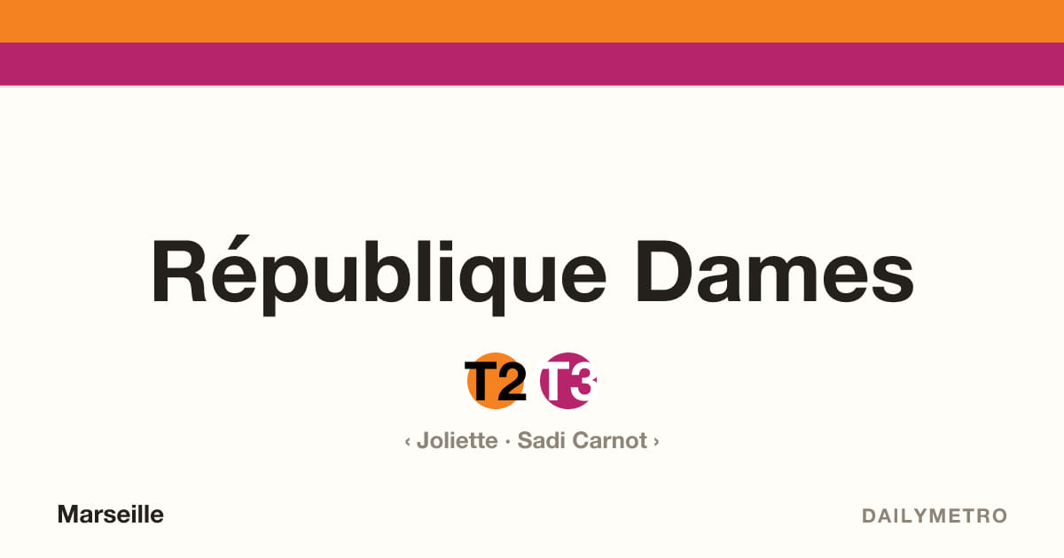 Station République Dames · Lignes T2, T3