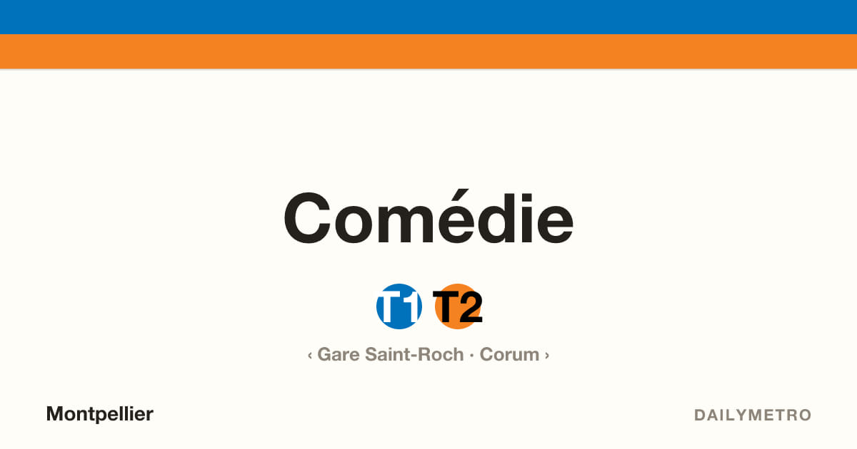 Comédie station · Lines T1, T2