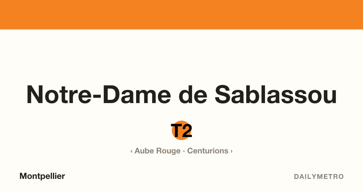 Station Notre-Dame de Sablassou · Lignes T2