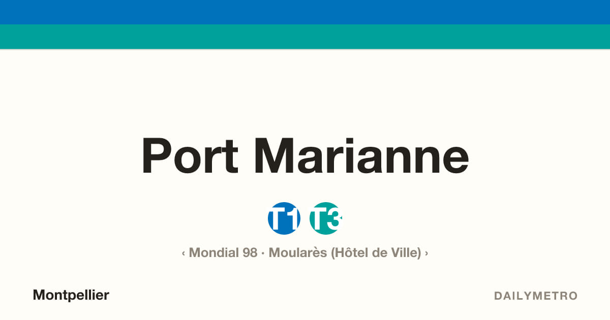 Station Port Marianne · Lignes T1, T3