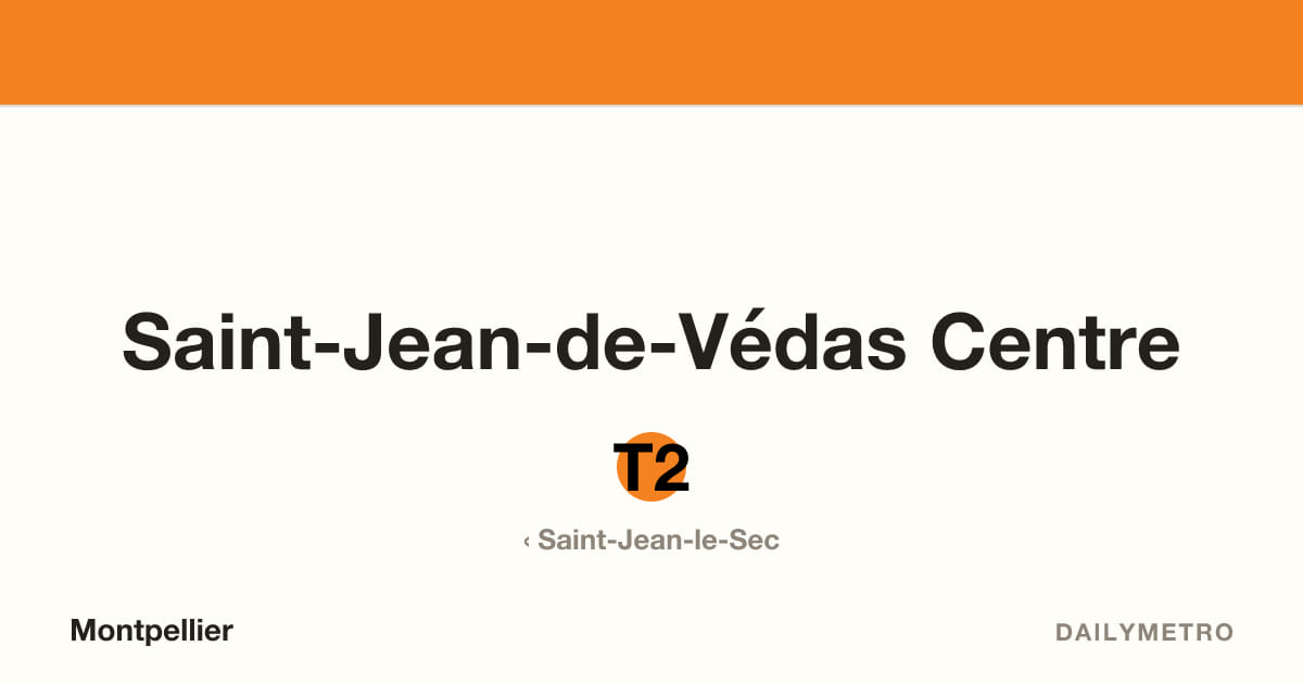 Saint-Jean-de-Védas Centre station · Lines T2