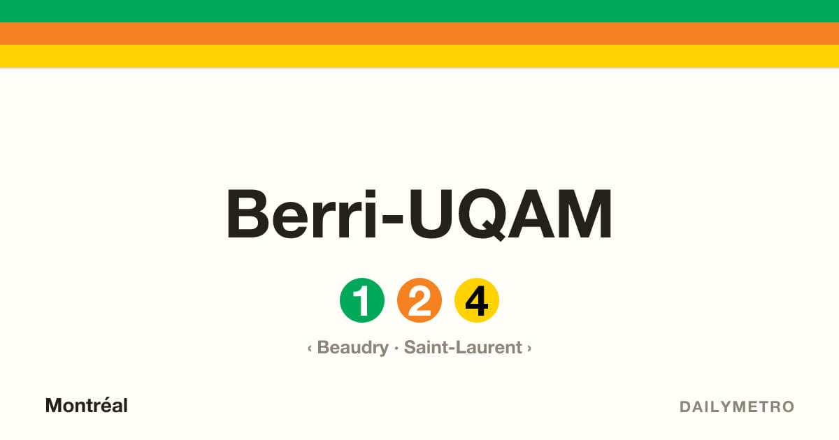 Berri-UQAM station · Lines 1, 2, 4