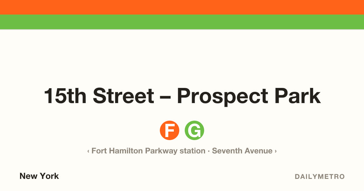 15th Street – Prospect Park station · Lines F, G