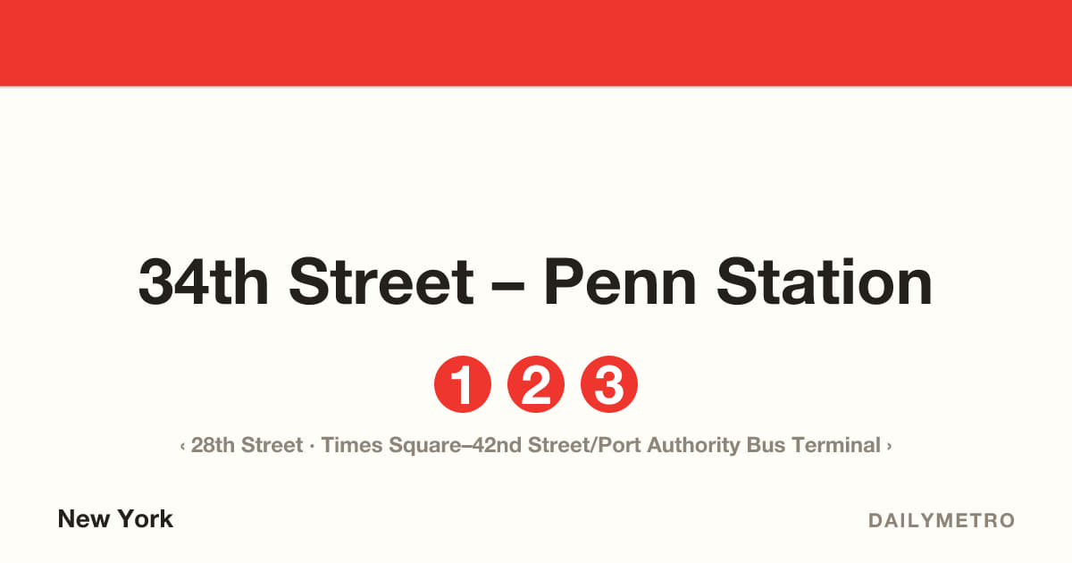 34th Street – Penn Station · Lines 1, 2, 3