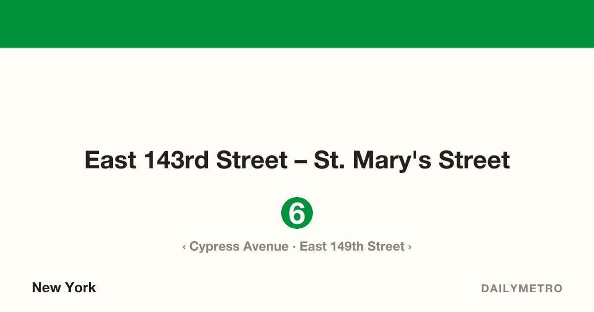 East 143rd Street – St. Mary's Street station · Lines 6