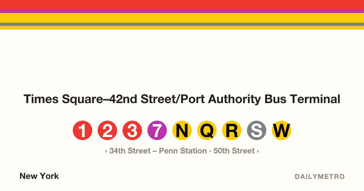 Times Square–42nd Street/Port Authority Bus Terminal station · Lines 1, 2, 3, 7, N, Q, R, S, W