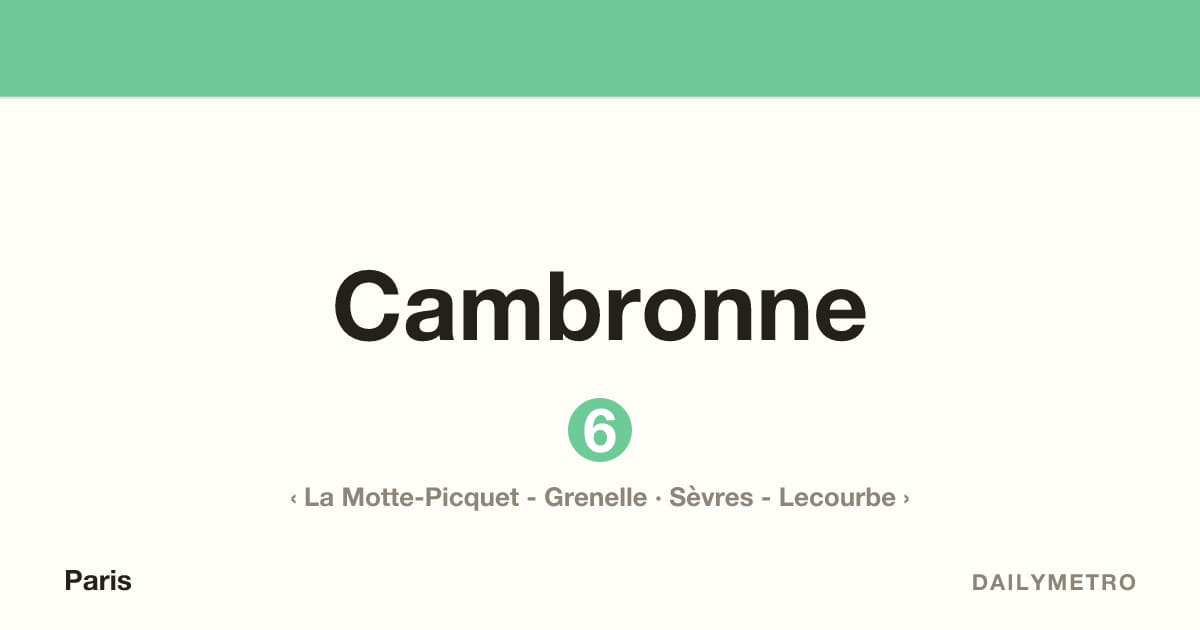 Cambronne station · Lines 6