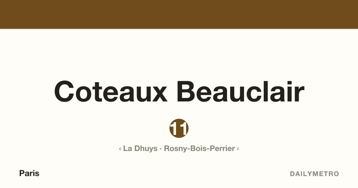 Station Coteaux Beauclair · Lignes 11